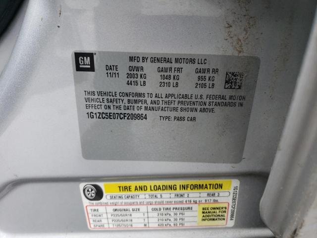 1G1ZC5E07CF209864 - 2012 CHEVROLET MALIBU 1LT SILVER photo 12