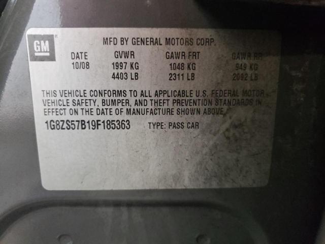 1G8ZS57B19F185363 - 2009 SATURN AURA XE CHARCOAL photo 12