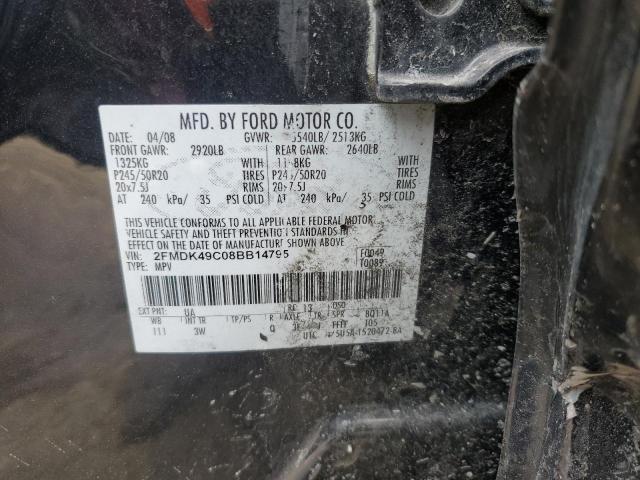 2FMDK49C08BB14795 - 2008 FORD EDGE LIMITED BLACK photo 12