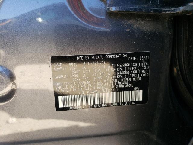 4S4WMAED5M3455491 - 2021 SUBARU ASCENT PREMIUM GRAY photo 13