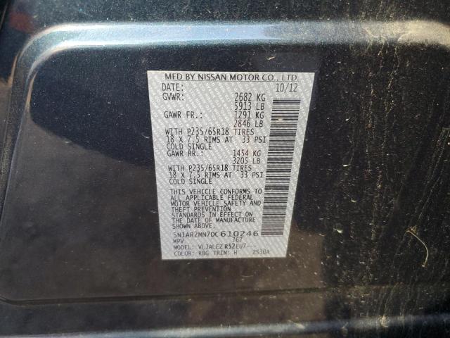 5N1AR2MN7DC610246 - 2013 NISSAN PATHFINDER S 蓝色 照片 12