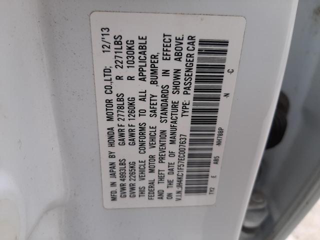 JH4KC1F57EC007637 - 2014 ACURA RLX TECH WHITE photo 13