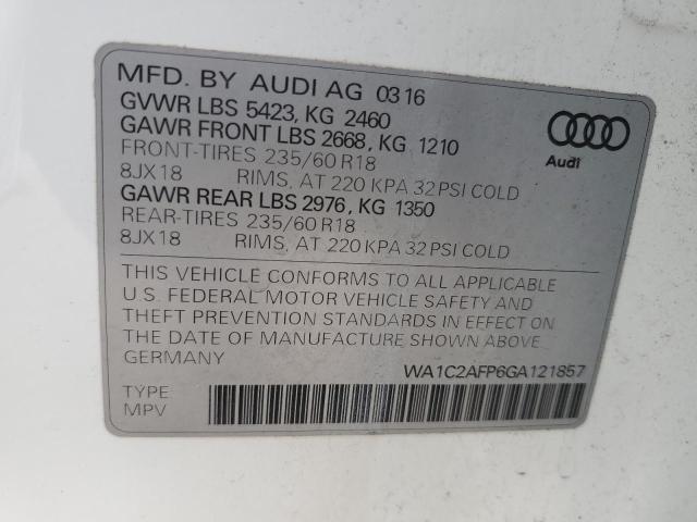 WA1C2AFP6GA121857 - 2016 AUDI Q5 PREMIUM WHITE photo 12