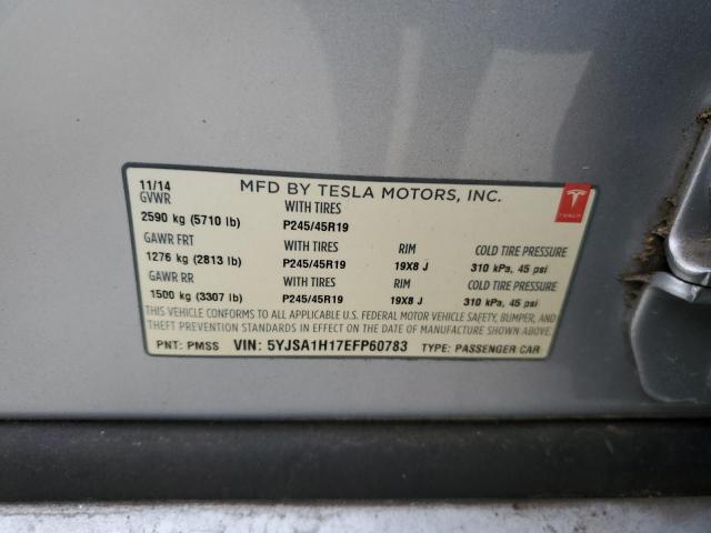 5YJSA1H17EFP60783 - 2014 TESLA MODEL S SILVER photo 13