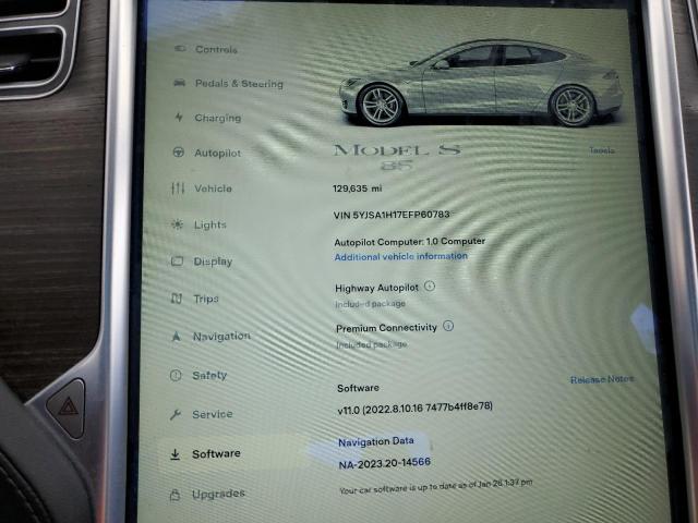 5YJSA1H17EFP60783 - 2014 TESLA MODEL S ვერცხლისფერი ფოტო 9