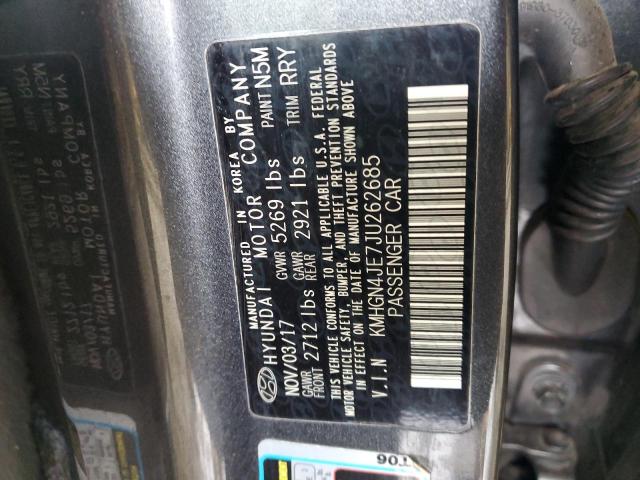 KMHGN4JE7JU262685 - 2018 GENESIS G80 BASE GRAY photo 12