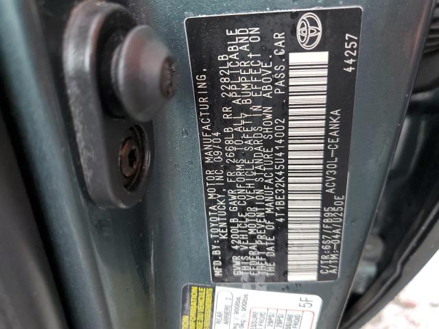 4T1BE32K45U414002 - 2005 TOYOTA CAMRY LE GREEN photo 12