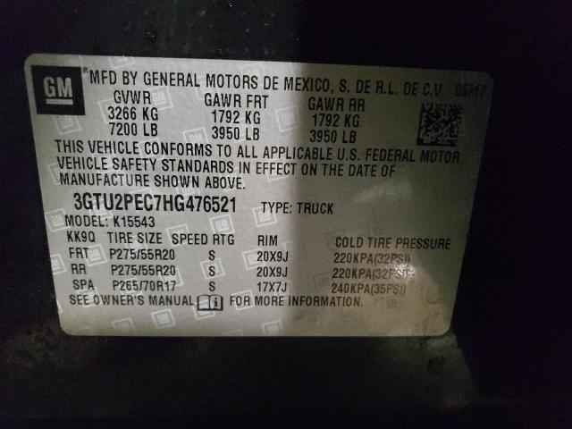 3GTU2PEC7HG476521 - 2017 GMC SIERRA K1500 DENALI BLACK photo 12