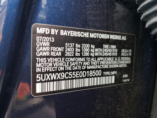 5UXWX9C55E0D18500 - 2014 BMW X3 XDRIVE28I BLUE photo 13