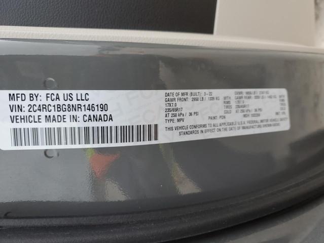 2C4RC1BG8NR146190 - 2022 CHRYSLER PACIFICA TOURING L Մոխրագույն լուսանկար 14