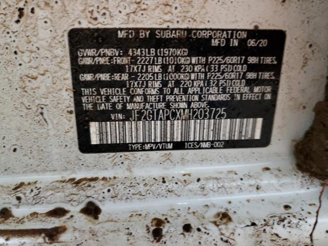 JF2GTAPCXMH203725 - 2021 SUBARU CROSSTREK PREMIUM 白色 照片 12