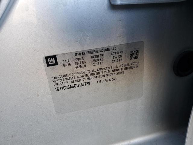 1G11C5SA5GU157789 - 2016 CHEVROLET MALIBU LIM 银色 照片 12