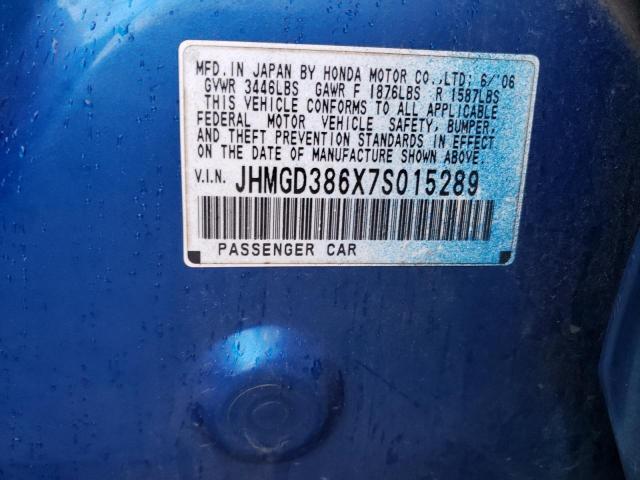 JHMGD386X7S015289 - 2007 HONDA FIT S 蓝色 照片 12