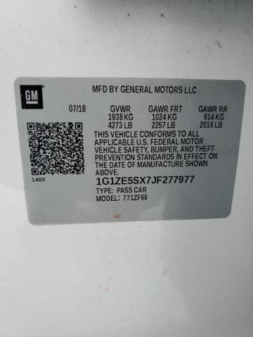 1G1ZE5SX7JF277977 - 2018 CHEVROLET MALIBU PREMIER WHITE photo 13