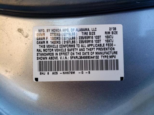 5FNRL38498B044132 - 2008 HONDA ODYSSEY EX GRAY photo 14