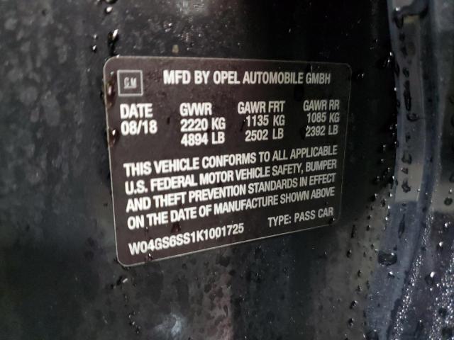 W04GS6SS1K1001725 - 2019 BUICK REGAL GS Қара фото 12