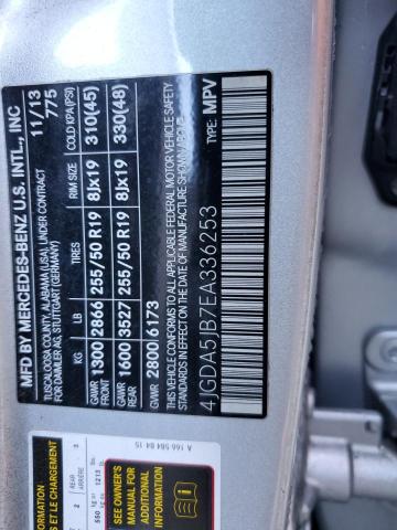 4JGDA5JB7EA336253 - 2014 MERCEDES-BENZ ML 350 SILVER photo 13