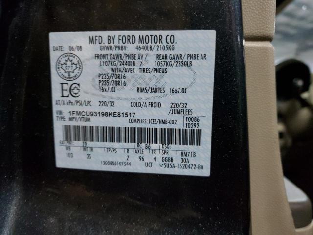 1FMCU93198KE81517 - 2008 FORD ESCAPE XLT BLACK photo 13