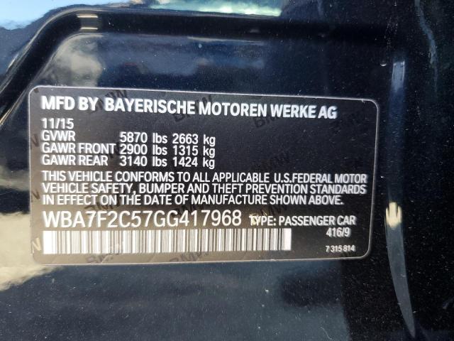 WBA7F2C57GG417968 - 2016 BMW 750 XI BLACK photo 12