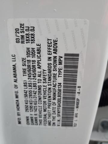 5FNYF6H30LB058134 - 2020 HONDA PILOT EX WHITE photo 13