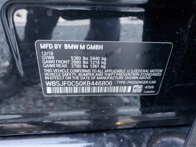 WBSJF0C50KB446806 - 2019 BMW M5 BLACK photo 12