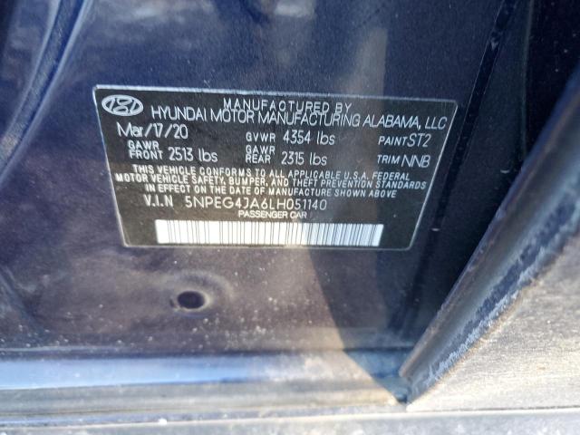 5NPEG4JA6LH051140 - 2020 HYUNDAI SONATA SE BLUE photo 12