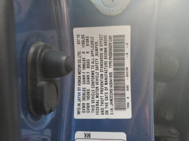 JHMZE2H51AS041925 - 2010 HONDA INSIGHT LX BLUE photo 12