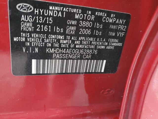 KMHDH4AE0GU628876 - 2016 HYUNDAI ELANTRA SE BURGUNDY photo 12