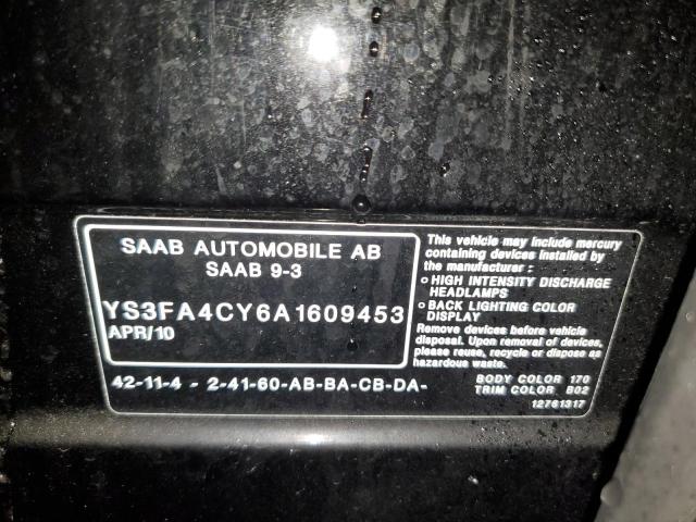 YS3FA4CY6A1609453 - 2010 SAAB 9-3 2.0T BLACK photo 12