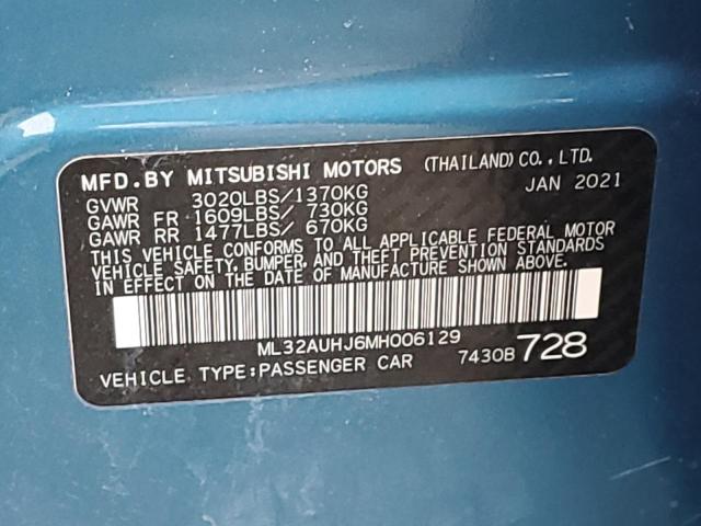 ML32AUHJ6MH006129 - 2021 MITSUBISHI MIRAGE ES BLUE photo 12