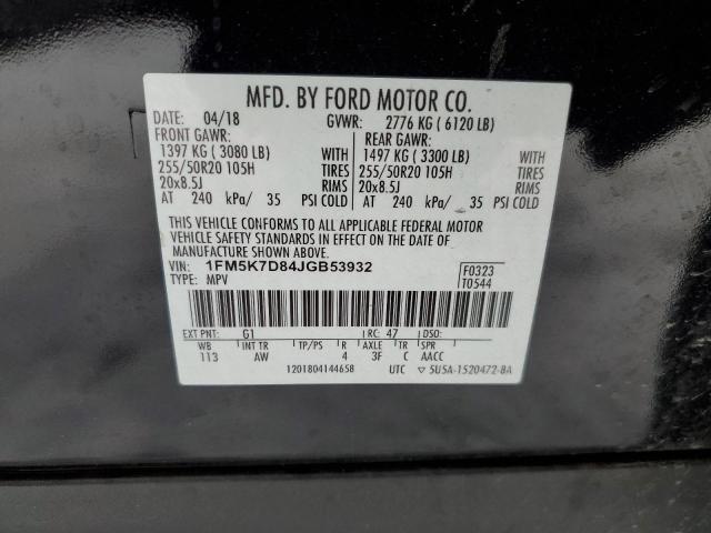 1FM5K7D84JGB53932 - 2018 FORD EXPLORER XLT BLACK photo 14