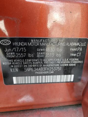 5NPE34AB3FH253751 - 2015 HYUNDAI SONATA SPORT BROWN photo 12