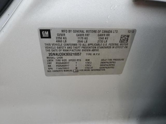 2GNALCEK3E6218057 - 2014 CHEVROLET EQUINOX LT SILVER photo 14