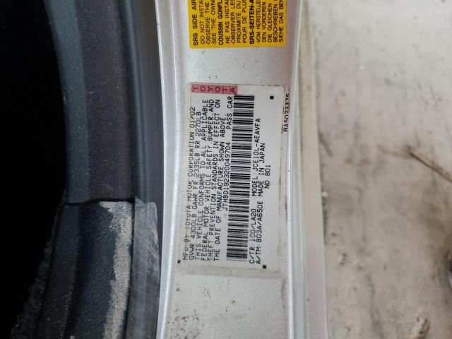 JTHBD192320049704 - 2002 LEXUS IS 300 SILVER photo 12