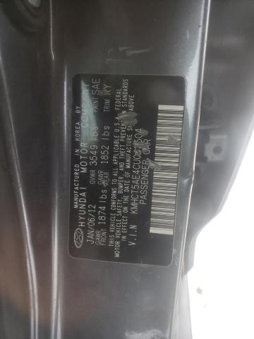 KMHCT5AE4CU043504 - 2012 HYUNDAI ACCENT GLS CHARCOAL photo 12