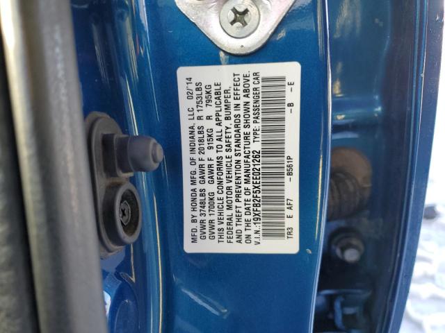 19XFB2F5XEE021262 - 2014 HONDA CIVIC LX BLUE photo 12