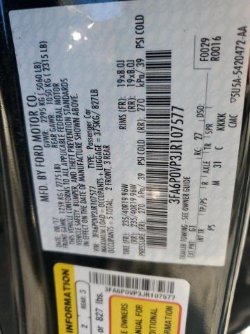 3FA6P0VP3JR107577 - 2018 FORD FUSION SPORT BLACK photo 12