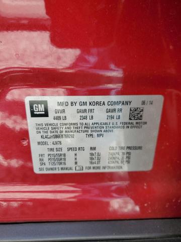 KL4CJHSB6EB769292 - 2014 BUICK ENCORE PREMIUM RED photo 12