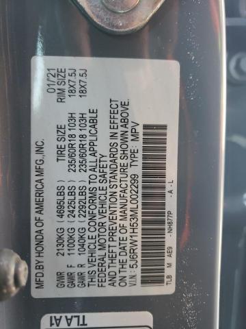 5J6RW1H53ML002299 - 2021 HONDA CR-V EX GRAY photo 13