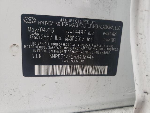 5NPE34AF2HH438444 - 2017 HYUNDAI SONATA SPORT WHITE photo 12