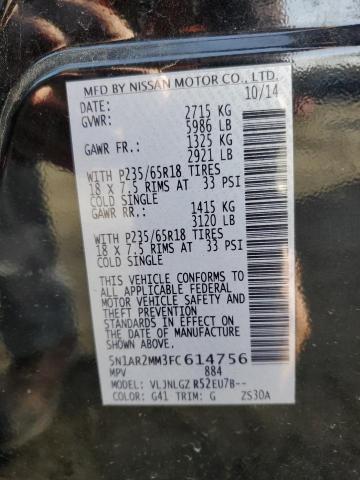 5N1AR2MM3FC614756 - 2015 NISSAN PATHFINDER S 黑色 照片 14