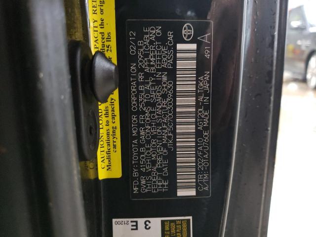 JTKJF5C70C3039630 - 2012 TOYOTA SCION TC შავი ფოტო 12