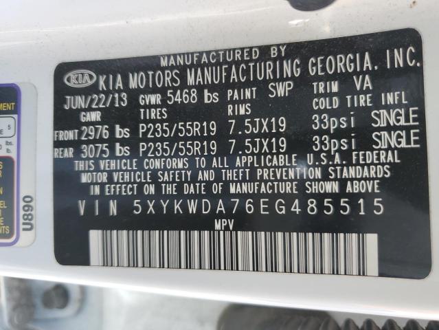 5XYKWDA76EG485515 - 2014 KIA SORENTO SX WHITE photo 13