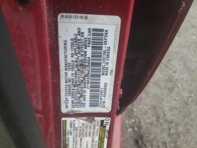 2T1BR32E64C264554 - 2004 TOYOTA COROLLA CE RED photo 12