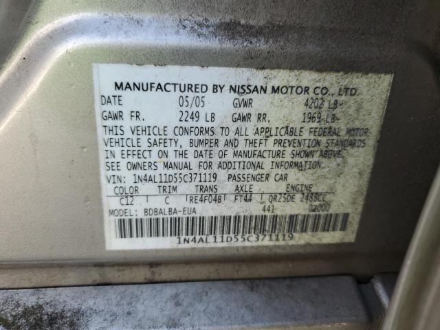 1N4AL11D55C371119 - 2005 NISSAN ALTIMA S TAN photo 12