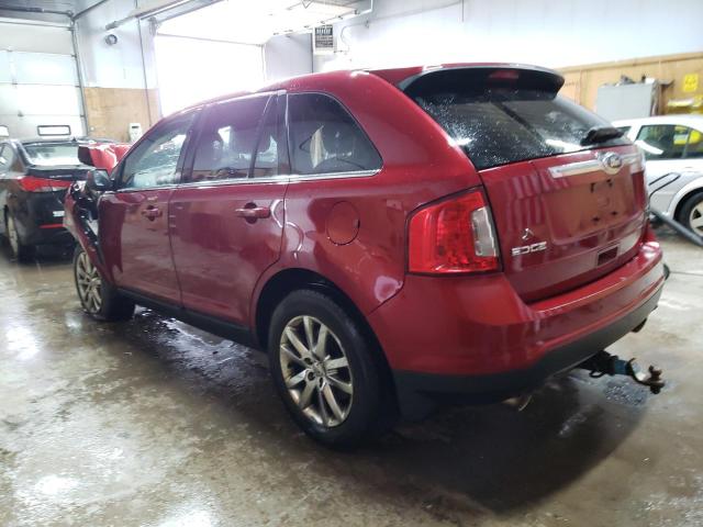 2FMDK4KC3DBE17591 - 2013 FORD EDGE LIMITED RED photo 2