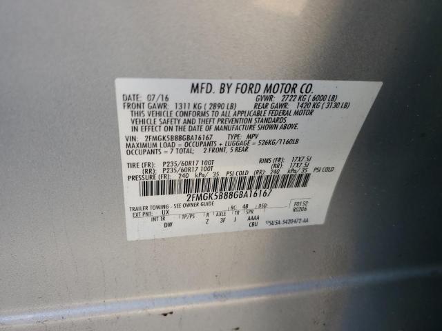 2FMGK5B88GBA16167 - 2016 FORD FLEX SE SILVER photo 14