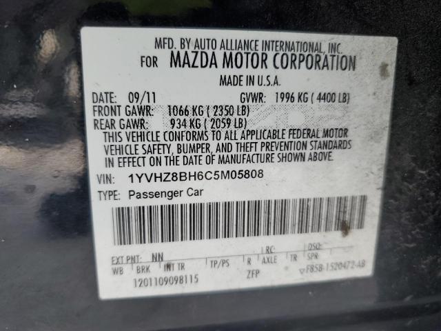 1YVHZ8BH6C5M05808 - 2012 MAZDA 6 I BLACK photo 12