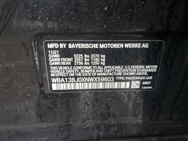 WBA13BJ0XNWX59603 - 2022 BMW 530 XI CHARCOAL photo 12