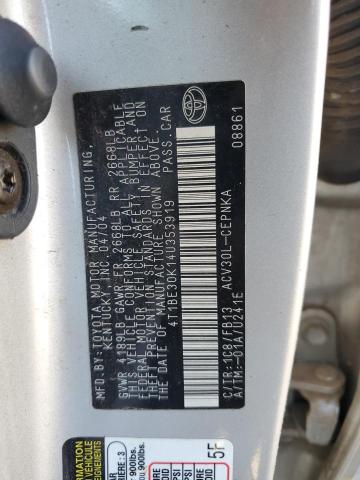 4T1BE30K14U353919 - 2004 TOYOTA CAMRY LE GRAY photo 12